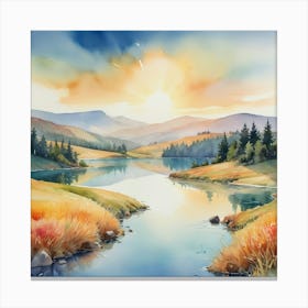 Watercolor Landscape Painting Painting Canvas Print