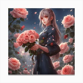 WOMAN HOLDING ROSE Canvas Print