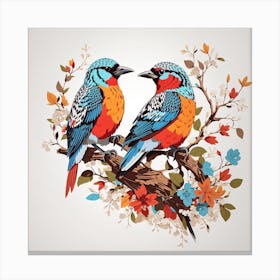 Couple Of Birds On A Branch Canvas Print