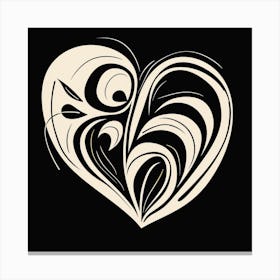 Black Background Swirl Heart Canvas Print