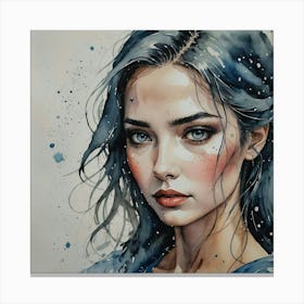 Watercolor Of A Girl Canvas Print