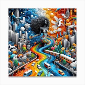 Rainbow City 1 Canvas Print