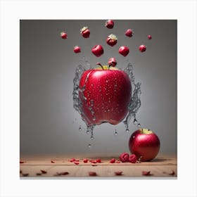 Splash Red Apple Fruit Canvas Print