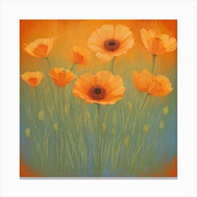 Sunset in a field of flowers Canvas Print
