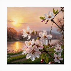 Blossoming Cherry Tree Breeze and Blaze Canvas Print