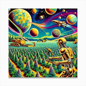 Robot Bud Harvest Canvas Print