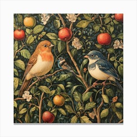 Birds In An Apple Tree Art 2 Canvas Print