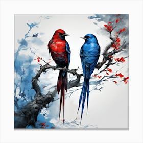 Birds On A Branch Canvas Print