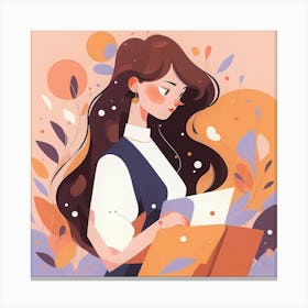 Girl Reading A Book Canvas Print