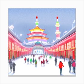 Chinese Winter Village Canvas Print