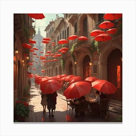 Red Umbrellas Canvas Print