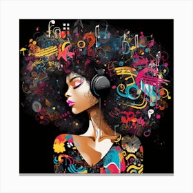 Afro Girl With Headphones 3 Canvas Print