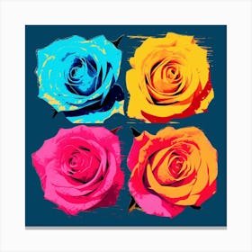 Andy Warhol Style Pop Art Flowers Rose 1 Square Canvas Print