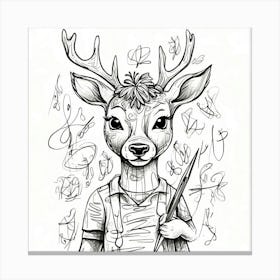 Deer Drawing 25 Canvas Print