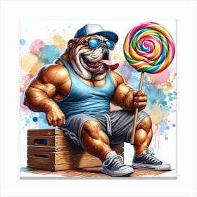 Bulldog Lollipop Beast Canvas Print