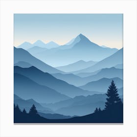 Misty mountains background in blue tone 112 Canvas Print