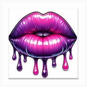 Plump lips drippy kiss 1 Canvas Print