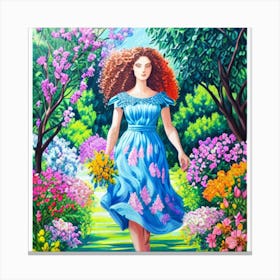 Girl In The Garden 3 Canvas Print