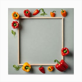 Colorful Peppers In A Frame 27 Canvas Print