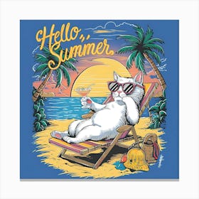 Hello Summer Cat Canvas Print