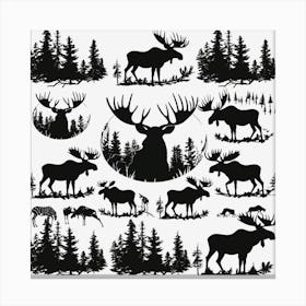 Moose Silhouettes 1 Canvas Print