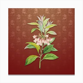 Vintage Chinese New Year Flower Botanical on Falu Red Pattern n.0852 Canvas Print