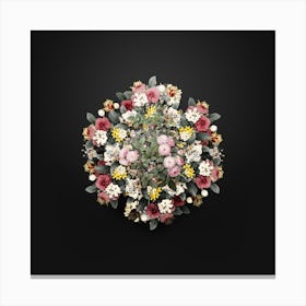 Vintage Pink Baby Roses Flower Wreath on Wrought Iron Black n.0688 Canvas Print