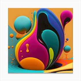 Vibrant Blobs Abstract Art In Bold Colors Canvas Print