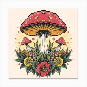 Mushroom And Flowers Canvas Print Canvas Print