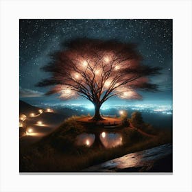 Tree At Night 1 Canvas Print