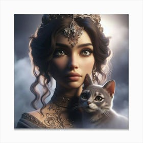 Princess And The Cat Canvas Print