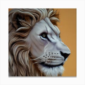 Golden White Lion Profile Canvas Print