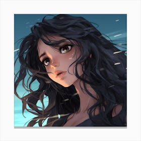 Anime Girl With Long Hair Canvas Print