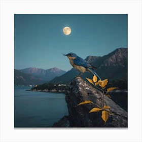 Bluebird In The Moonlight Canvas Print