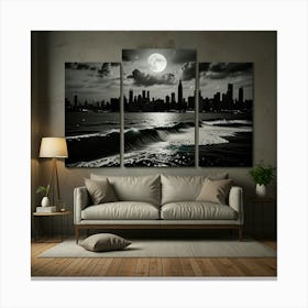 Full Moon Over Chicago Canvas Print