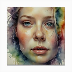 Watercolor Portrait Of A Girl 1 Canvas Print