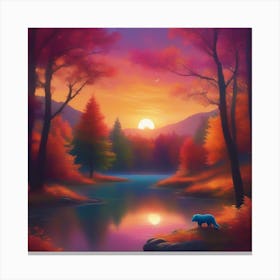 Sunset By The Lake 4 Canvas Print