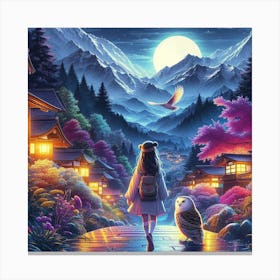 Owl In The Night Canvas Print