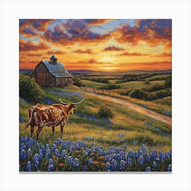 Sunset On The Farm Canvas Print