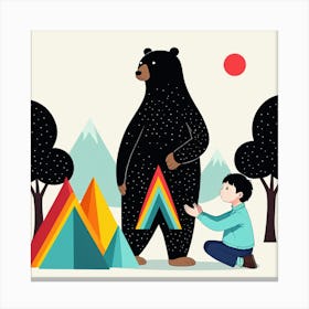 Bear With Rainbow Canvas Print