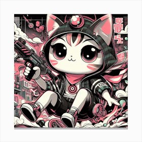 Kitty Cat War Graffiti Style Canvas Print