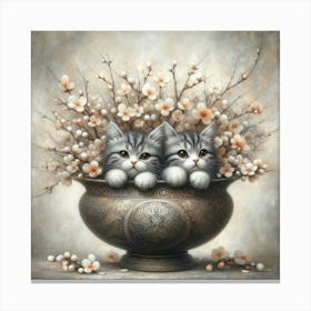 Kittens In A Vase Canvas Print