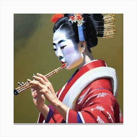 Geisha and Flute Canvas Print