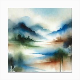 Abstract Watercolor Landscape Printed Art A Soothing Abstract Landscape Rendered In Watercolor, Perfect For Bringing Calm And Serenity To Any Space Printed Art Canvas Print