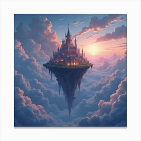 A Magical City Floating Above The Clouds Glowing Bright 1 Canvas Print