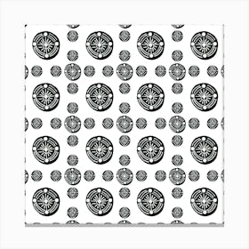 Black White Tribal Ethnic Circles Geometric Canvas Print