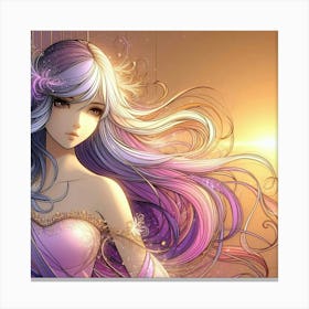 Anime Girl With Long Hair Canvas Print