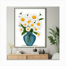 Default Daisy Flowers Vase Living Room Art Print 2 Canvas Print