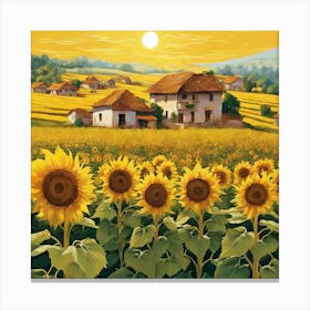 Sunflowers In The Field Canvas Print