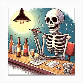 Skeleton At The Bar 1 Canvas Print